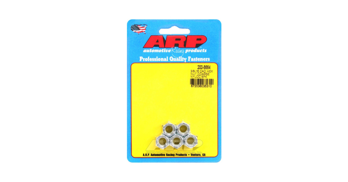 Conjunto de porcas ARP (5) 3/8-16 - Cad Palted Nyloc HexArray