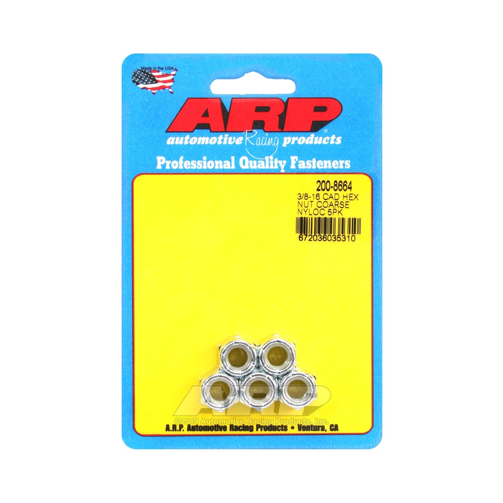 Conjunto de porcas ARP (5) 3/8-16 - Cad Palted Nyloc HexArray