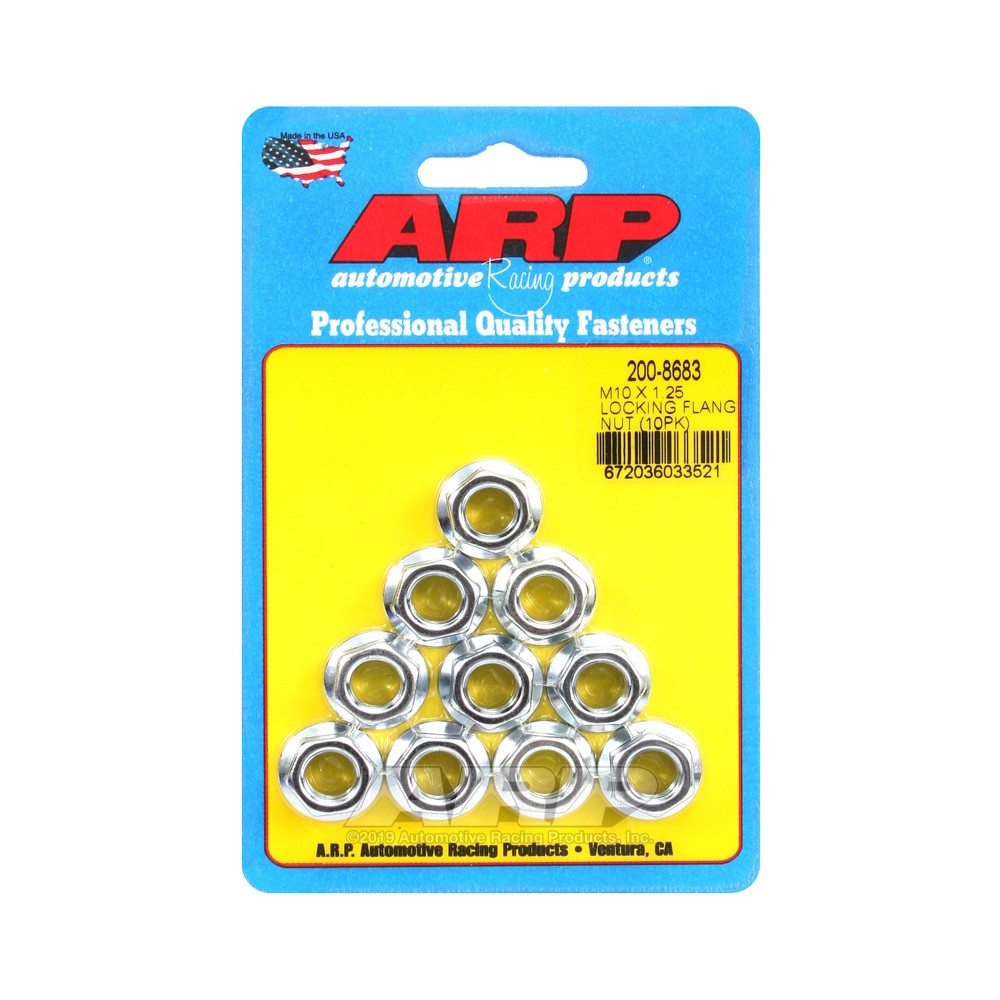 Conjunto de porcas ARP (10) anti-afrouxamento com colarinho  M10 x 1,25 - HexArray