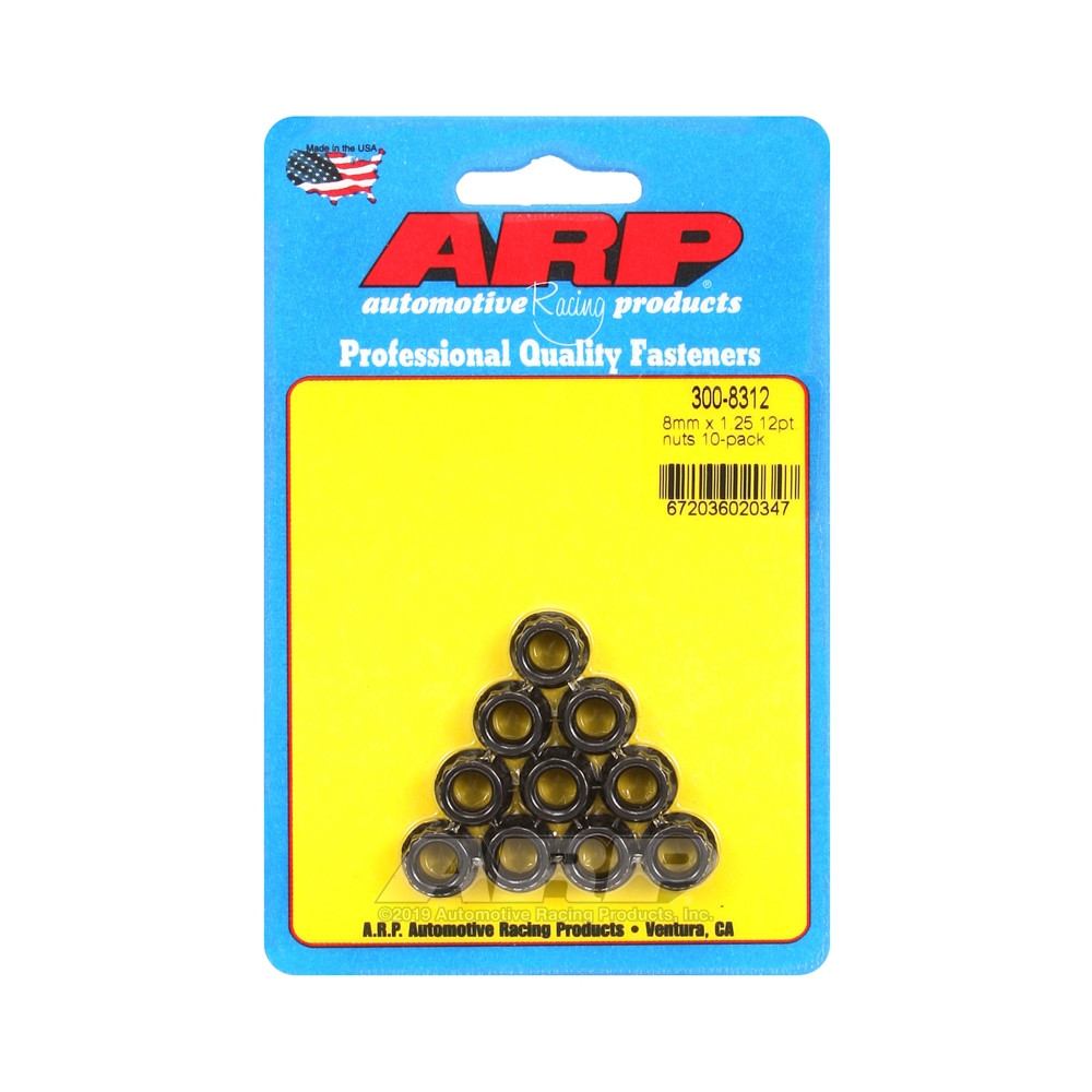 Paquete de tuercas ARP (10) M8 x 1.25 - Negro Oxyde 12 ptsArray