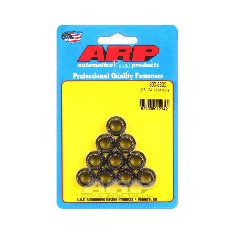 Embalagem de porcas ARP (10) 3/8-24 - Black Oxyde 12 ptsArray
