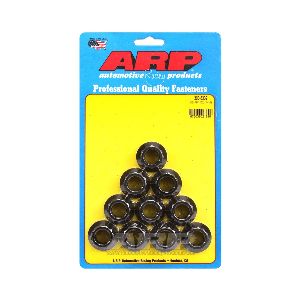 Paquete de tuercas ARP (10) 5/8-18 - Black Oxyde 12 ptsArray