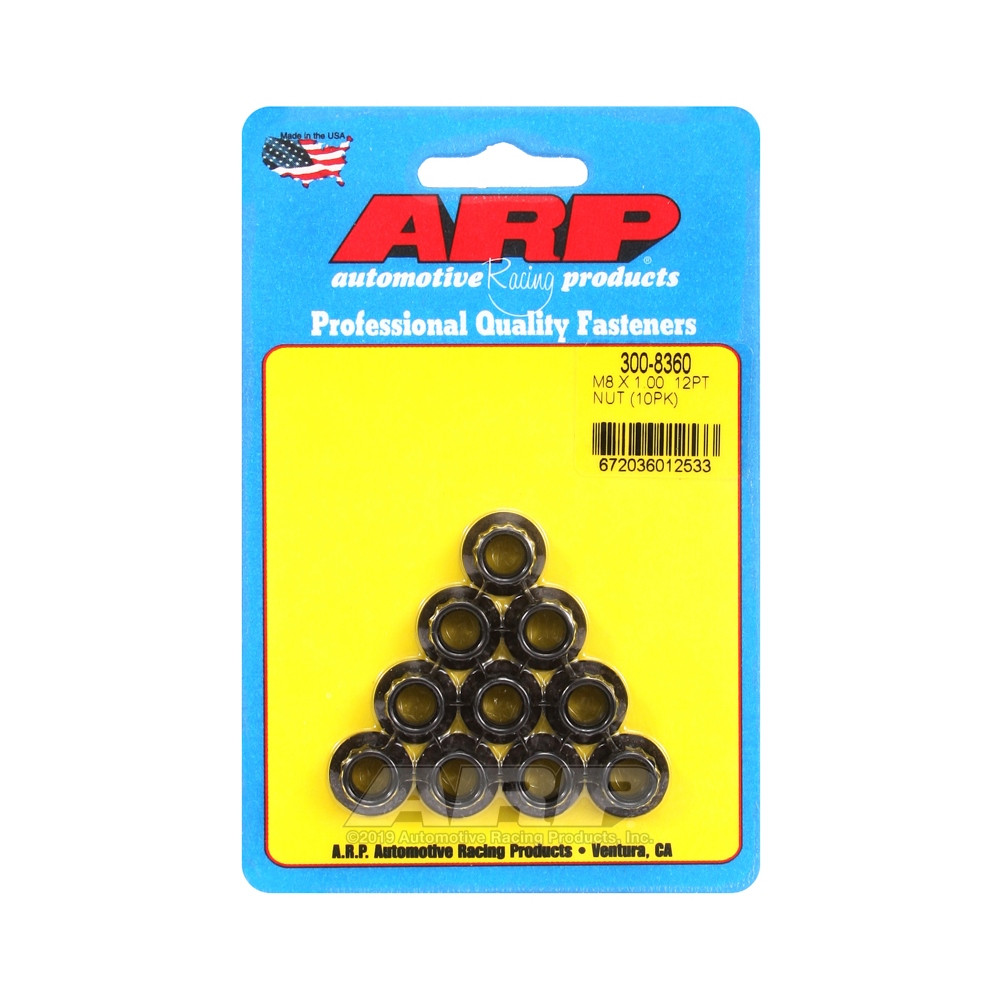 Conjunto de porcas ARP (10) M8 x 1,00 - Óxido preto, 12 pontosArray