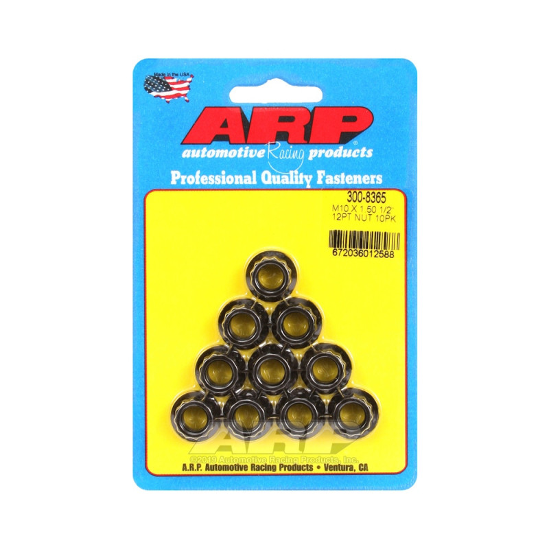 Conjunto de porcas ARP (10) M10 x 1,50 - Óxido preto, 12 pontosArray