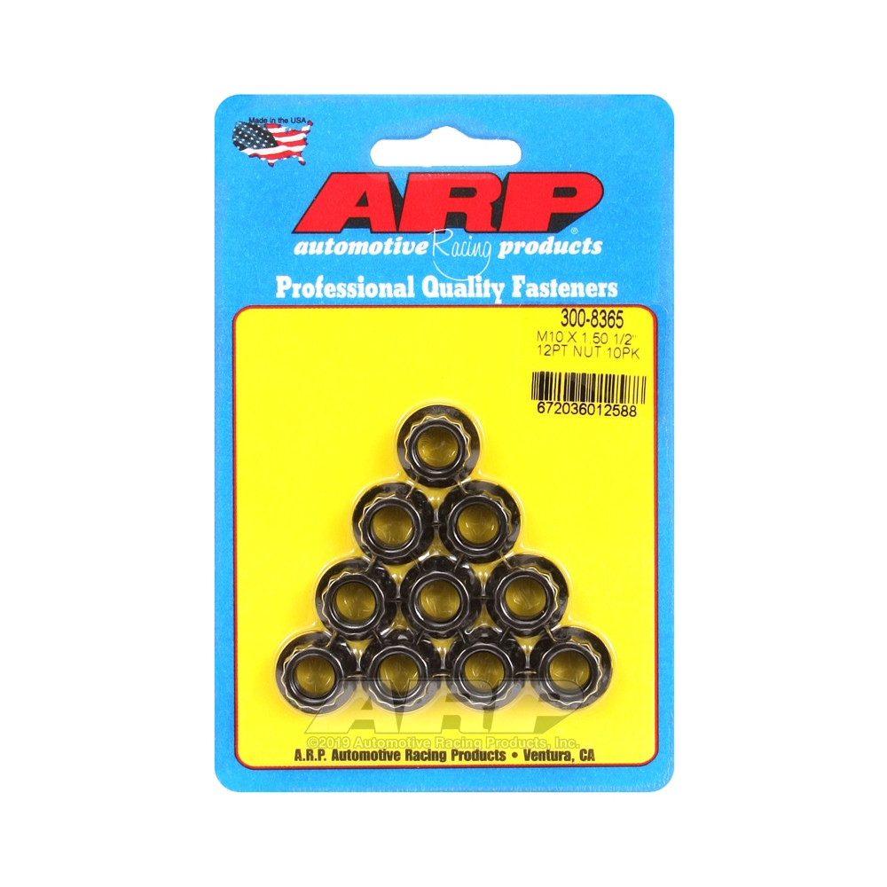 Paquete de tuercas ARP (10) M10 x 1.50 - Negro Oxyde 12 ptsArray