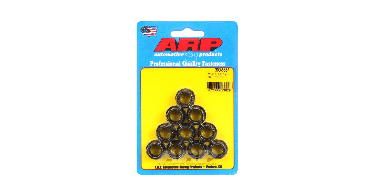 Porcas ARP M12 x 1.00, conjunto de 10, Preto Oxyde 12 pts - GT2i Portugal
