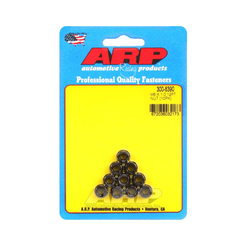 Conjunto de porcas ARP (10) M6 x 1,00 - Óxido preto, 12 pontosArray