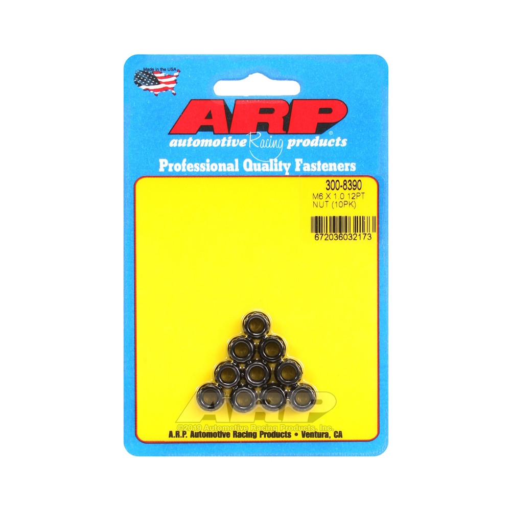 Conjunto de porcas ARP (10) M6 x 1,00 - Óxido preto, 12 pontosArray