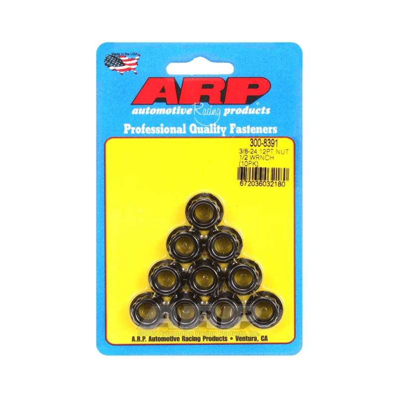 Pack Tuercas ARP (10) 3/8-24 - Negro Oxyde 12 ptsArray