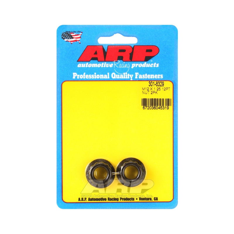 Paquete de tuercas ARP (2) M12 x 1.25 - Black Oxyde 12 ptsArray