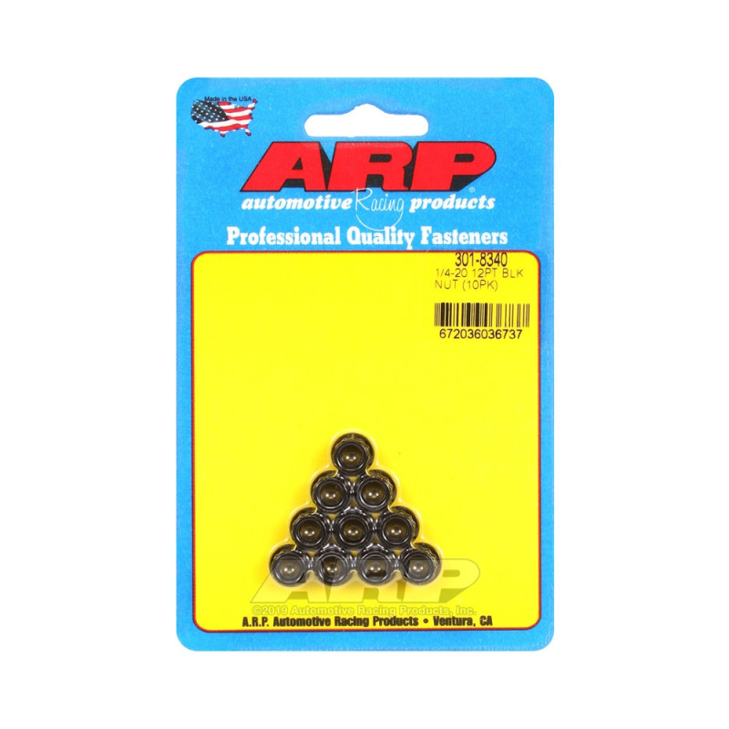 Embalagem de porcas ARP (10) 1/4-20 - Preto Oxyde 12 ptsArray