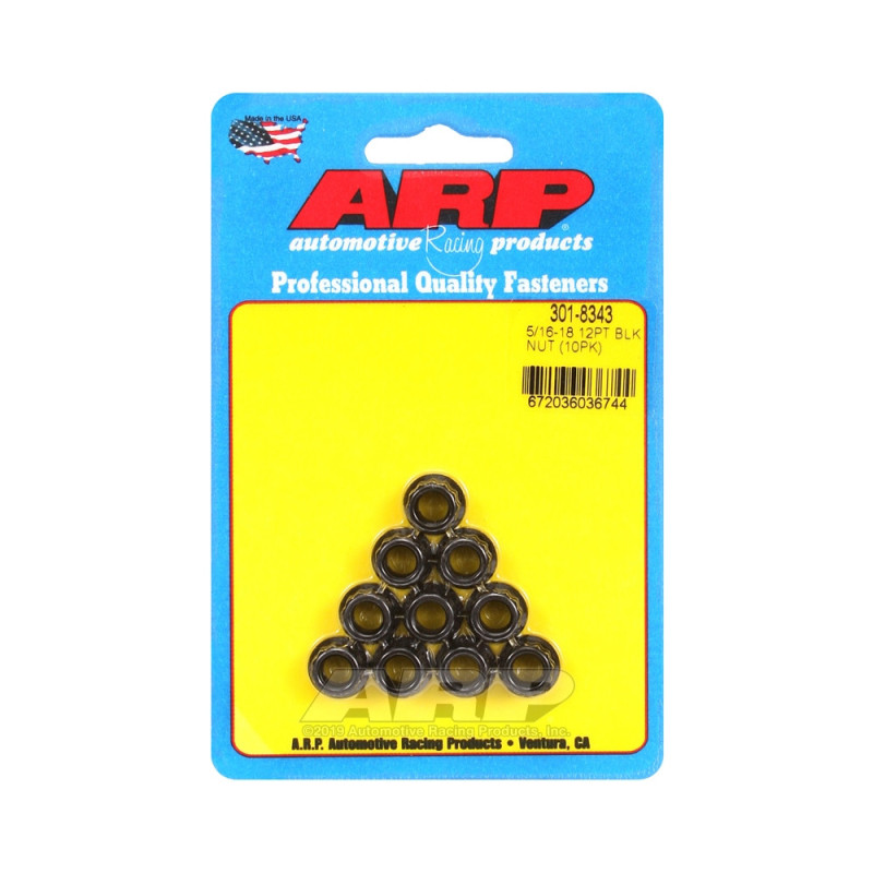 Embalagem de porcas ARP (10) 5/16-18 - Preto Oxyde 12 ptsArray