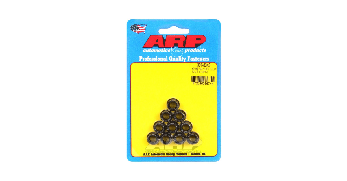 Pack Tuercas ARP (10) 5/16-18 - Black Oxyde 12 pts