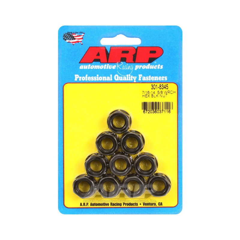 Conjunto de porcas ARP (10) 7/16-14 - Hexagonal de óxido pretoArray