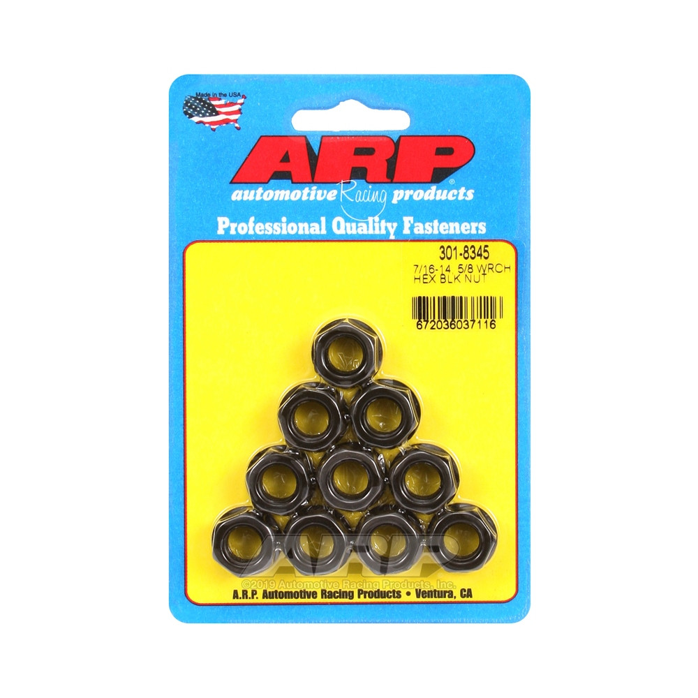Conjunto de porcas ARP (10) 7/16-14 - Hexagonal de óxido pretoArray