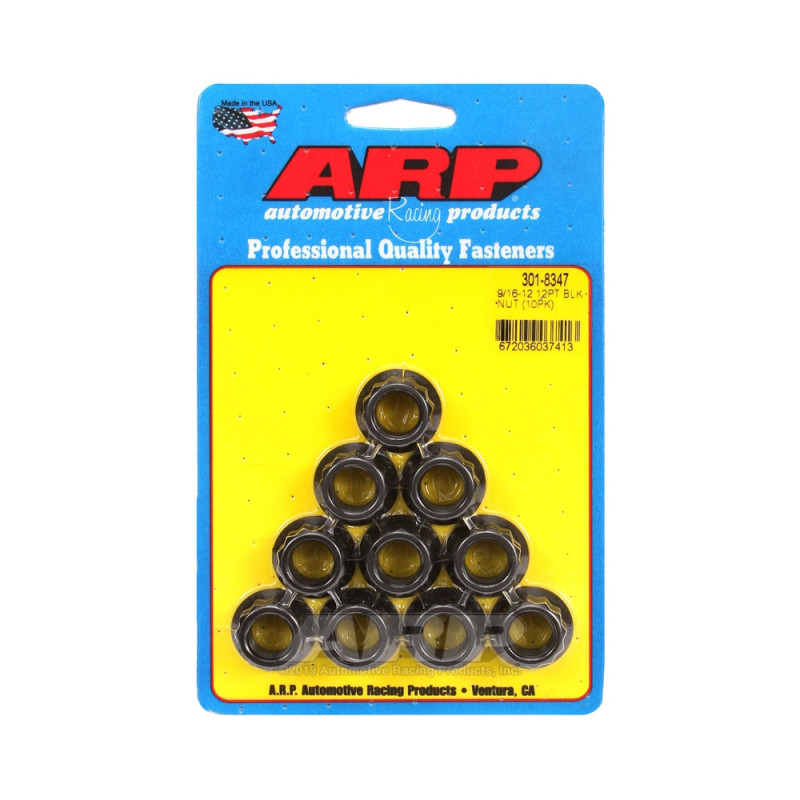 Conjunto de porcas ARP (10) 9/16-12 - Black Oxyde 12 ptsArray