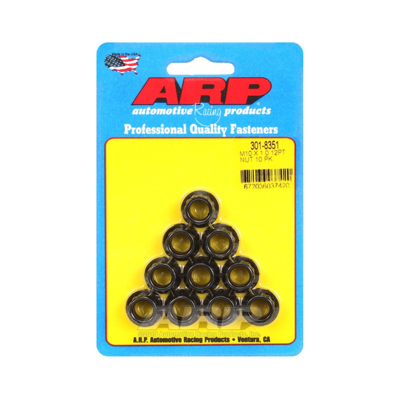 Paquete de tuercas ARP (10) M10 x 1.00 - Negro Oxyde 12 ptsArray
