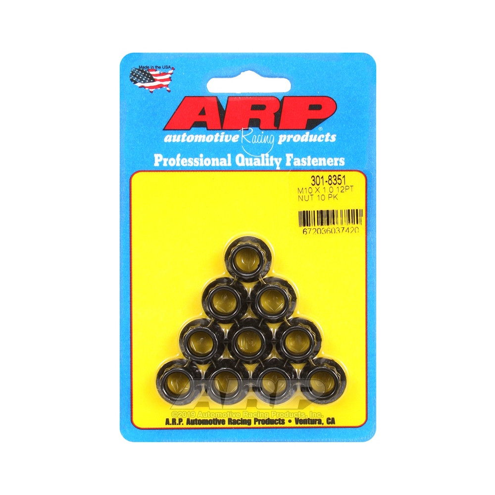 Paquete de tuercas ARP (10) M10 x 1.00 - Negro Oxyde 12 ptsArray