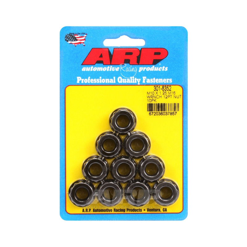 Paquete de tuercas ARP (10) M10 x 1.25 - Negro Oxyde 12 ptsArray