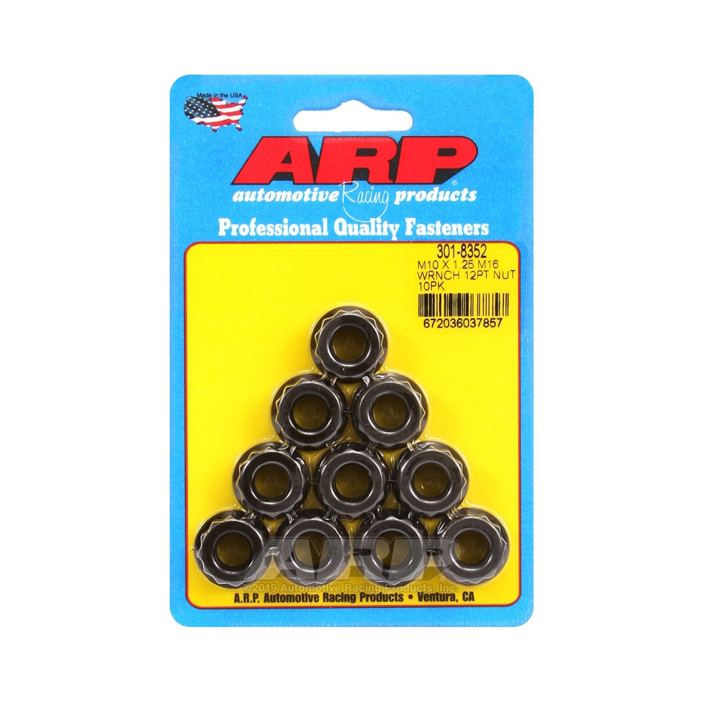 Paquete de tuercas ARP (10) M10 x 1.25 - Negro Oxyde 12 ptsArray