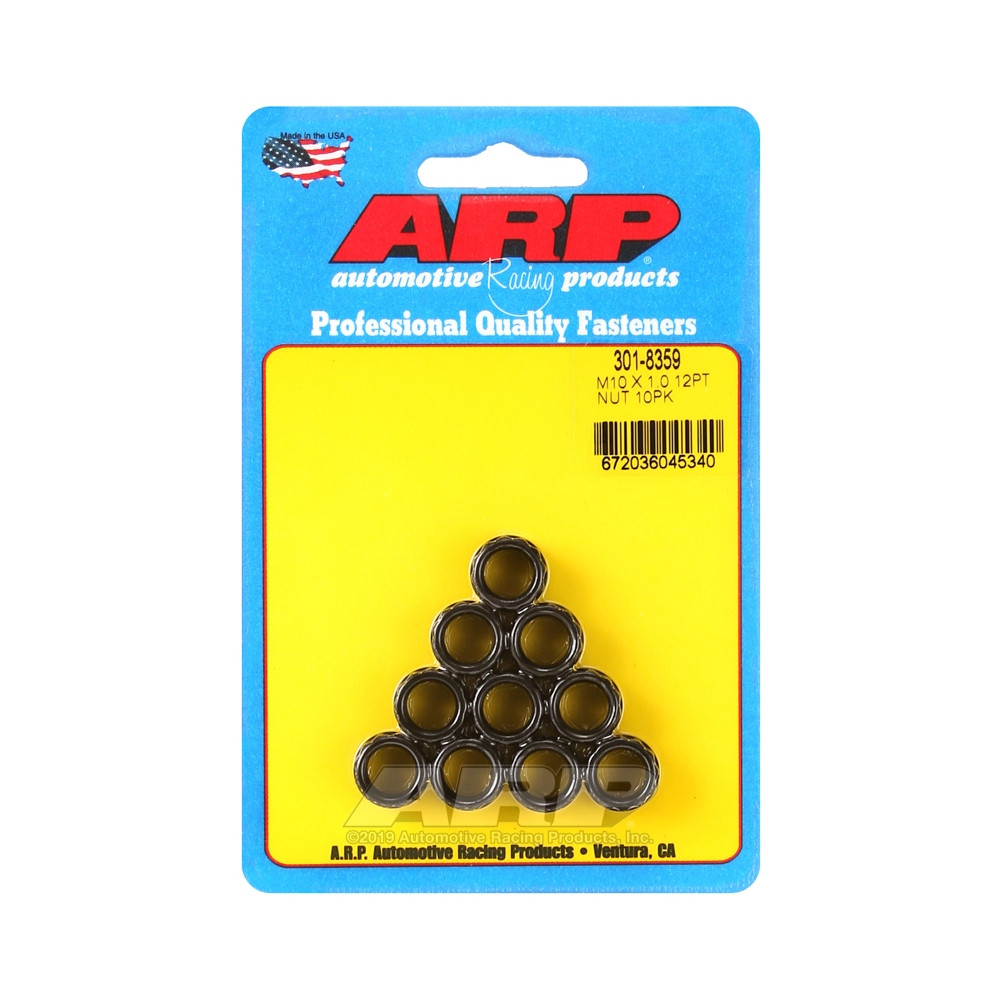 Pack tuercas ARP (10) M10 x 1.00 - Negro Oxyde 12 ptsArray