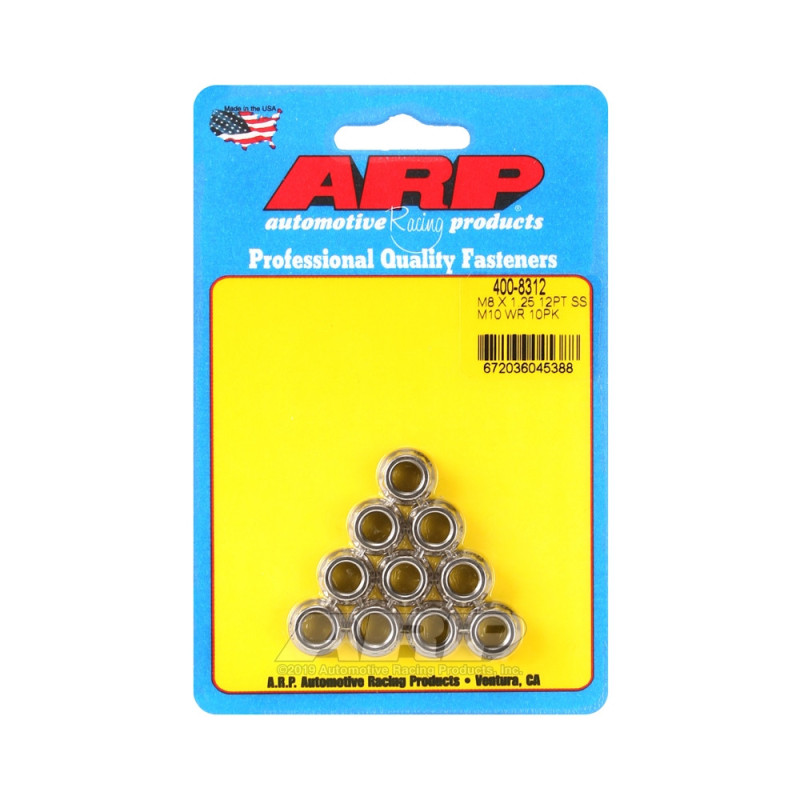 Conjunto de porcas ARP (10) M8 x 1,25 - Aço inoxidável, 12 pontasArray