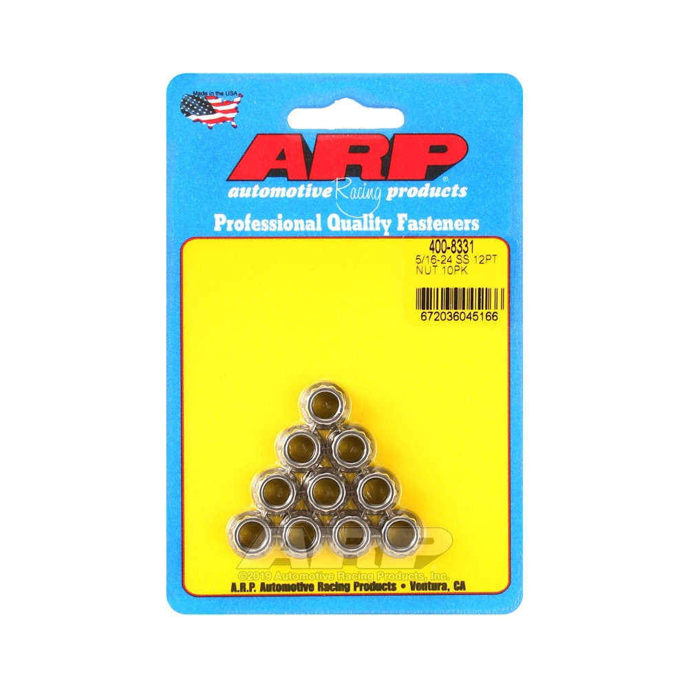 Conjunto de porcas ARP (10) 5/16-24 - Aço inoxidável, 12 pontasArray