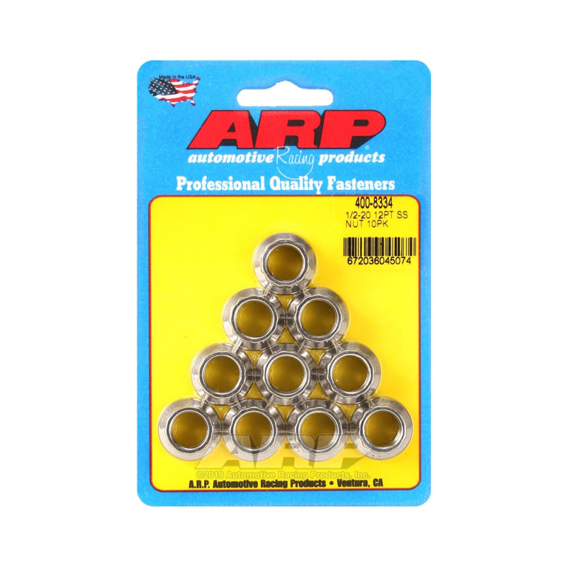 Conjunto de porcas ARP (10) 1/2-20 - Aço inoxidável, 12 pontasArray