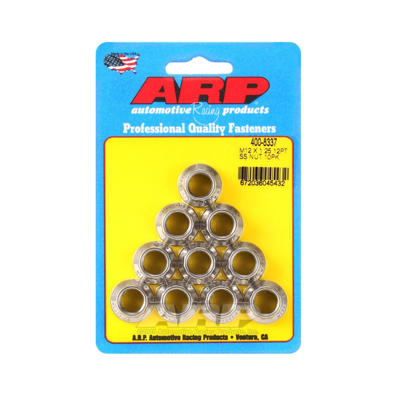 Conjunto de porcas ARP (10) M12 x 1,25 - Aço inoxidável, 12 pontasArray