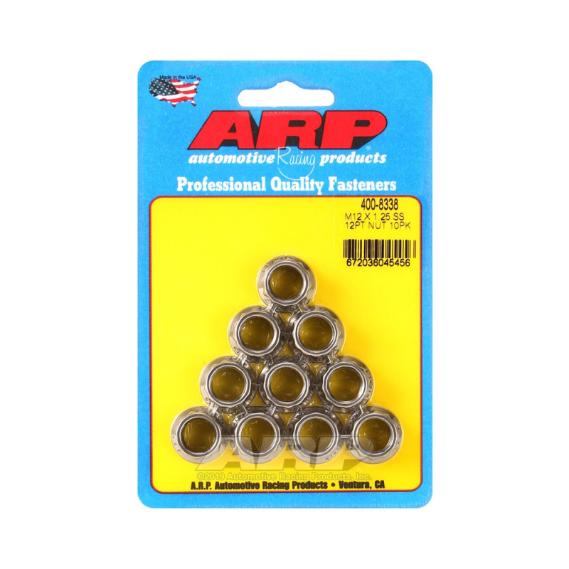 Paquete tuercas ARP (10) M12 x 1.25 - Acero inoxidable 12 ptsArray