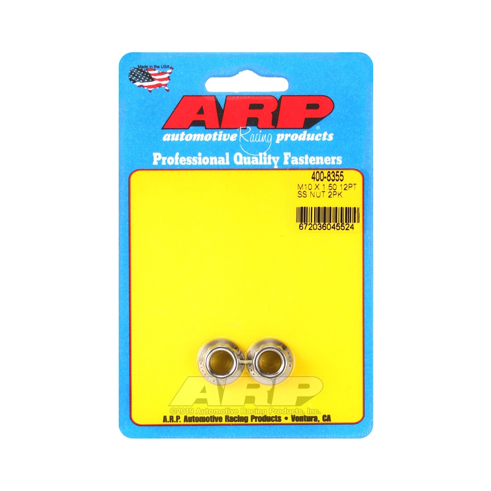 Paquete de tuercas ARP (2) M10 x 1.50 - Acero inoxidable 12 ptsArray