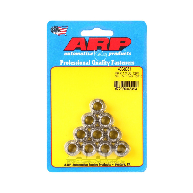Conjunto de porcas ARP (10) M9 x 1,00 - Aço inoxidável, 12 pontasArray