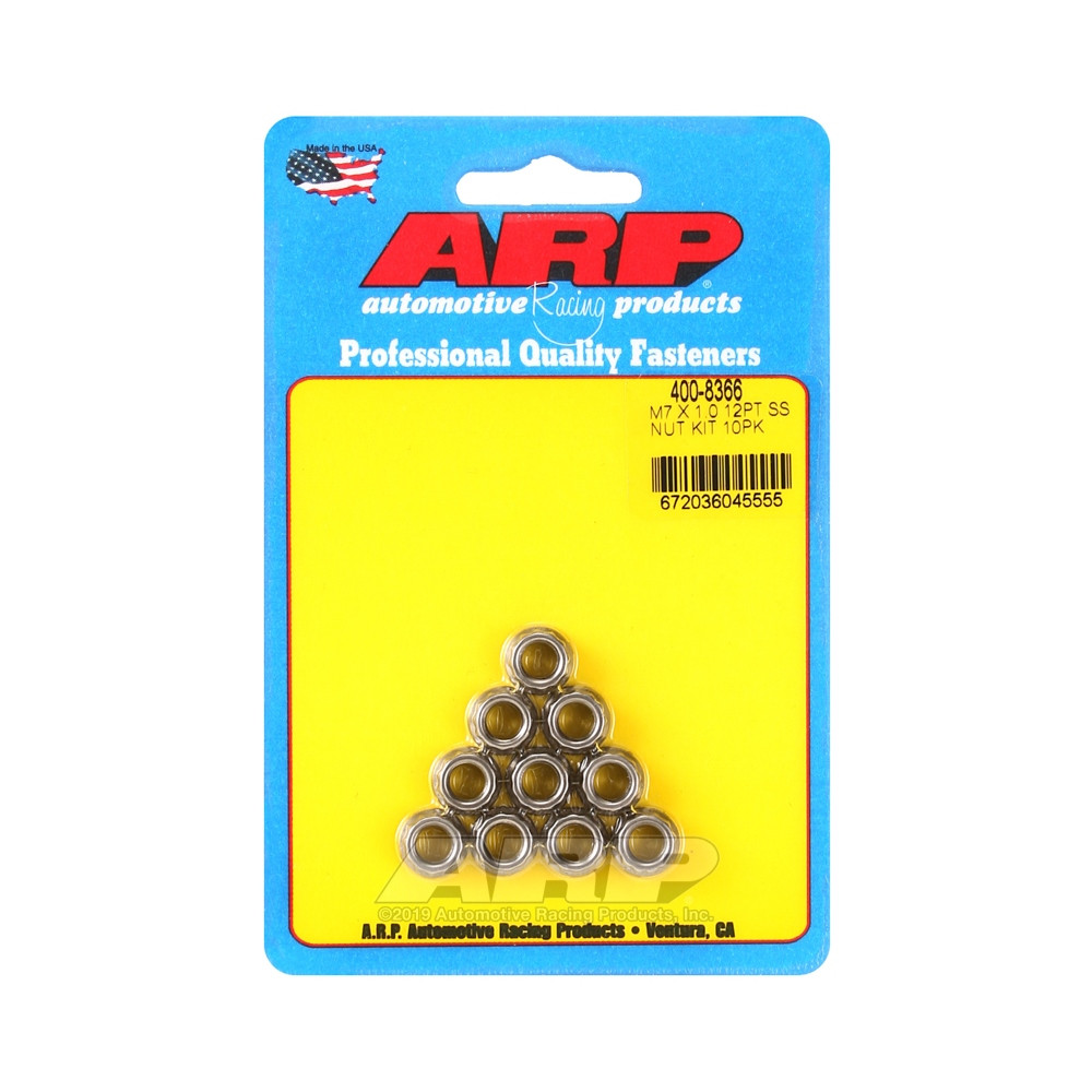 Conjunto de porcas ARP (10) M7 x 1,00 - Aço inoxidável, 12 pontasArray