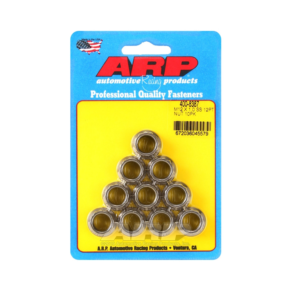 Paquete de tuercas ARP (10) M12 x 1.00 - Acero inoxidable 12 ptsArray
