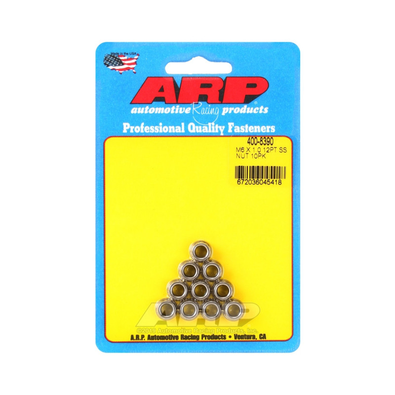Conjunto de porcas ARP (10) M6 x 1,00 - Aço inoxidável, 12 pontasArray