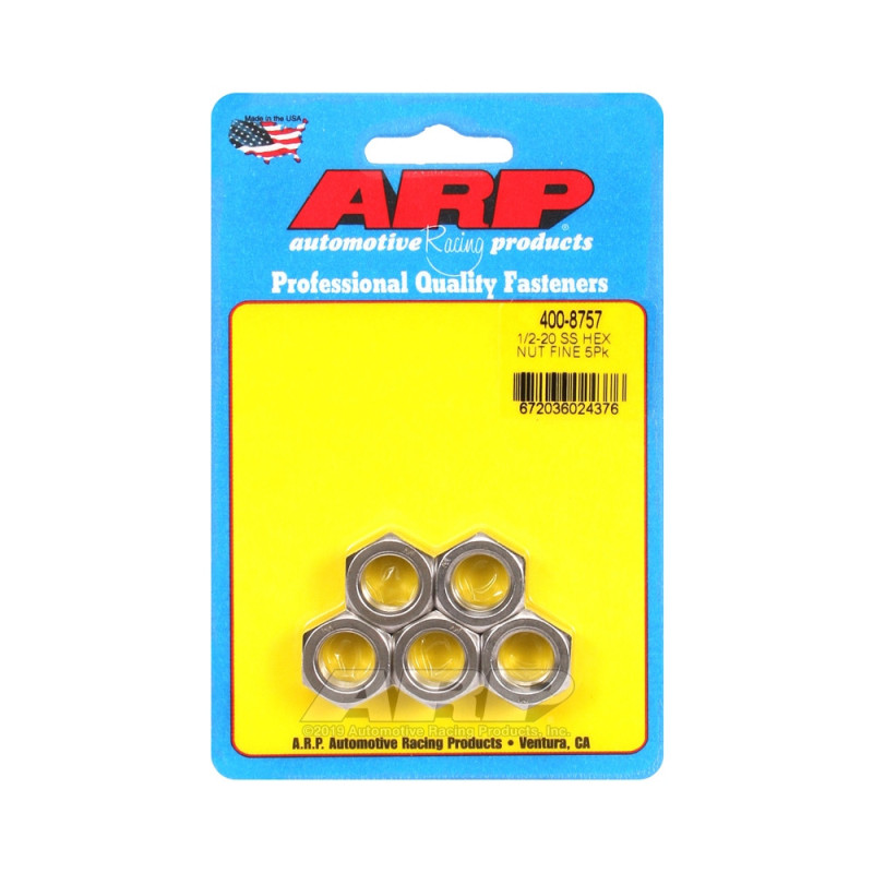 Conjunto de porcas ARP (5) 1/2-20 - Aço inoxidável hexagonalArray
