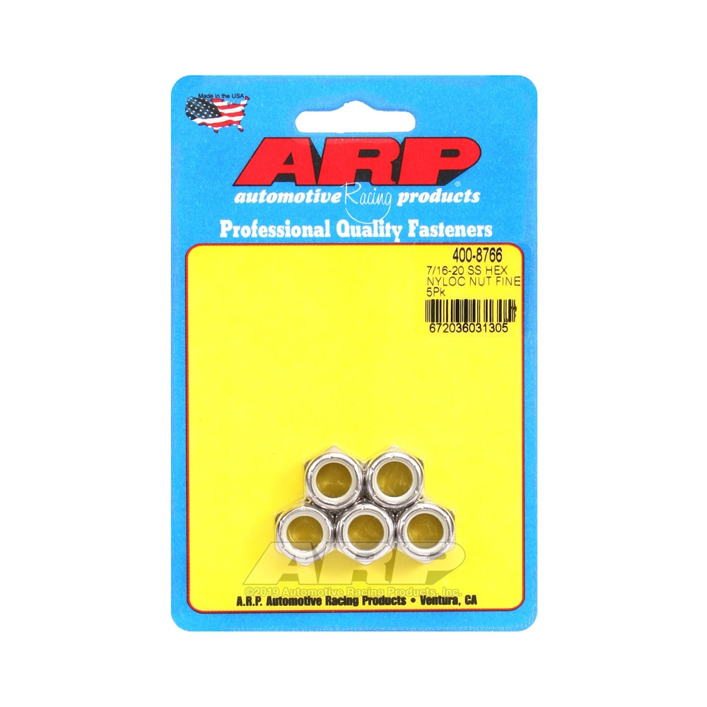 Conjunto de porcas ARP (5) 7/16-20 - Aço inoxidável Nyloc hexagonalArray