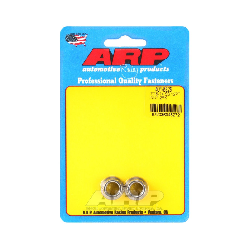 Paquete de tuercas ARP (2) 7/16-14 - Acero inoxidable 12 ptsArray