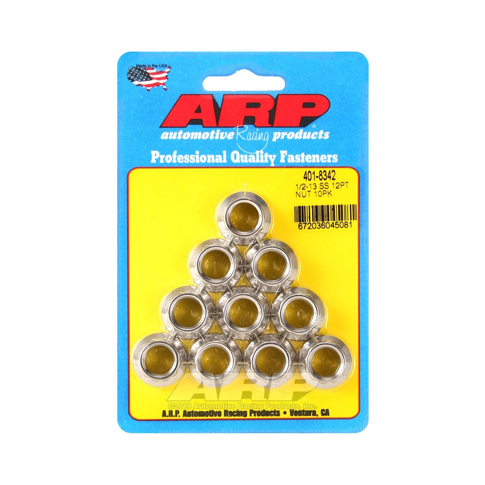 Conjunto de porcas ARP (10) 1/2-13 - Aço inoxidável, 12 pontasArray
