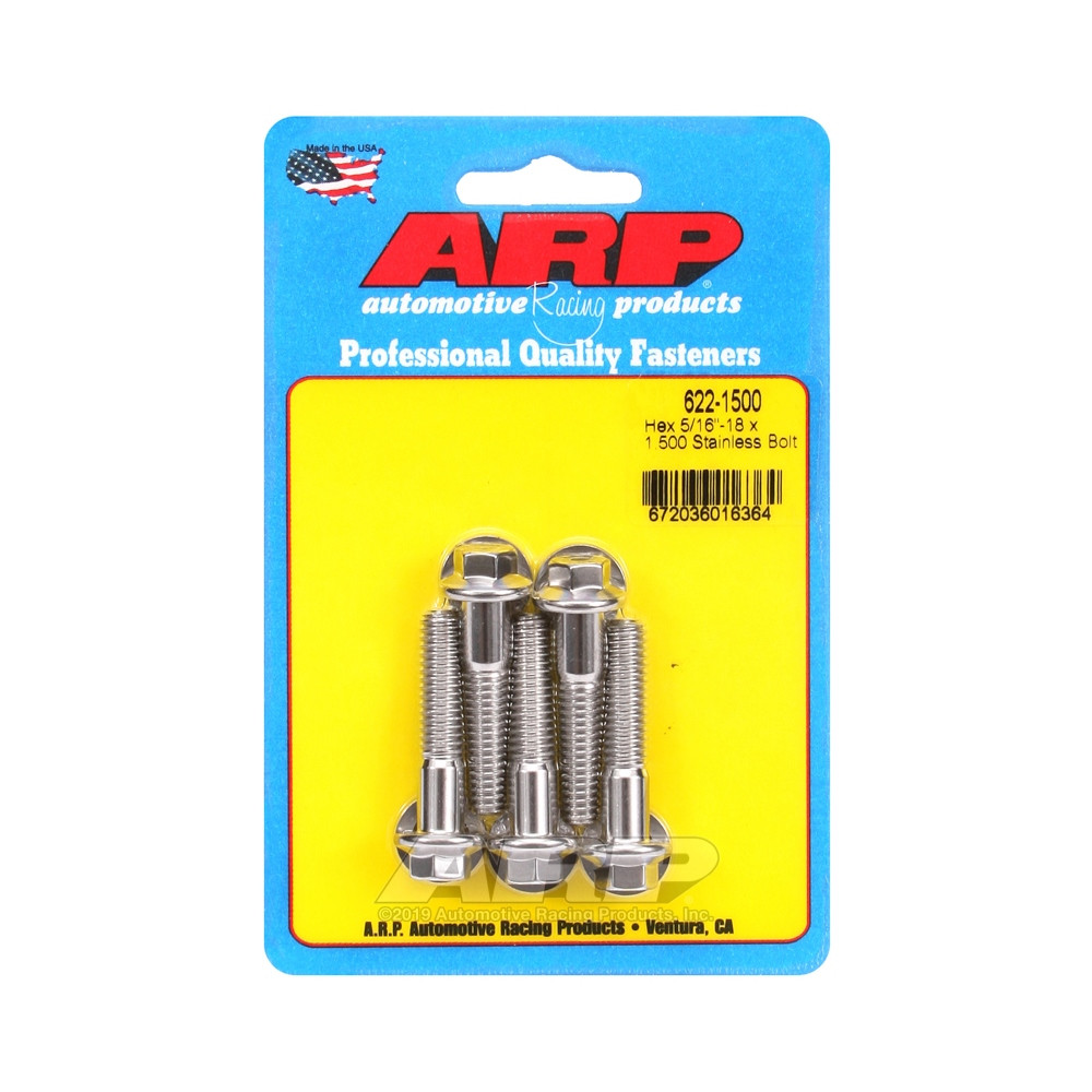 Parafusaria universal ARP 5/16-18 - Aço inoxidável, cabeça sextavada, 5 unidadesArray