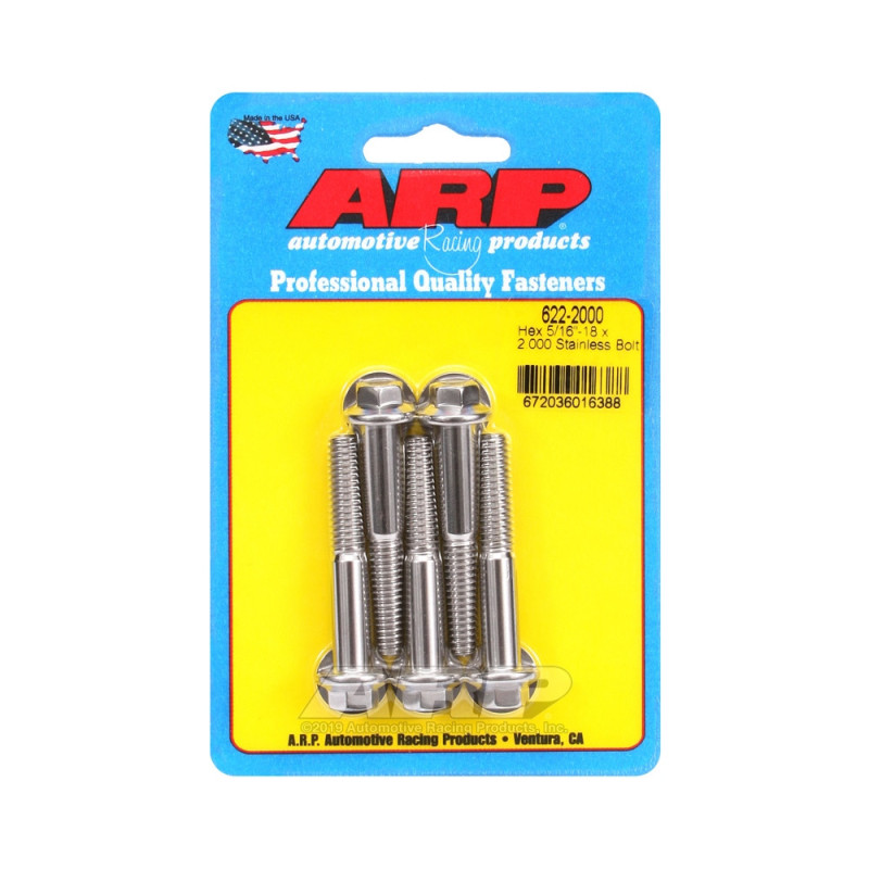 Parafusaria universal ARP 5/16-18 - Aço inoxidável, cabeça sextavada, 5 unidadesArray