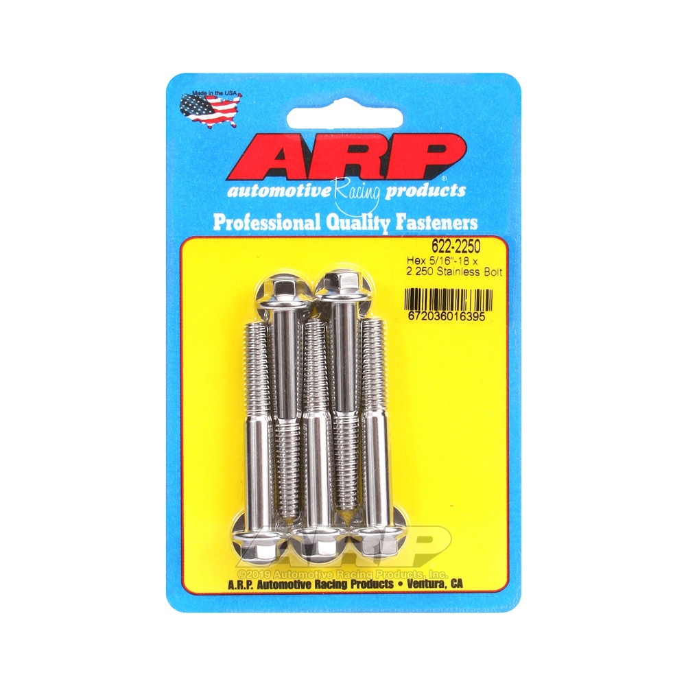 Parafusaria universal ARP 5/16-18 - Aço inoxidável, cabeça sextavada, 5 unidadesArray