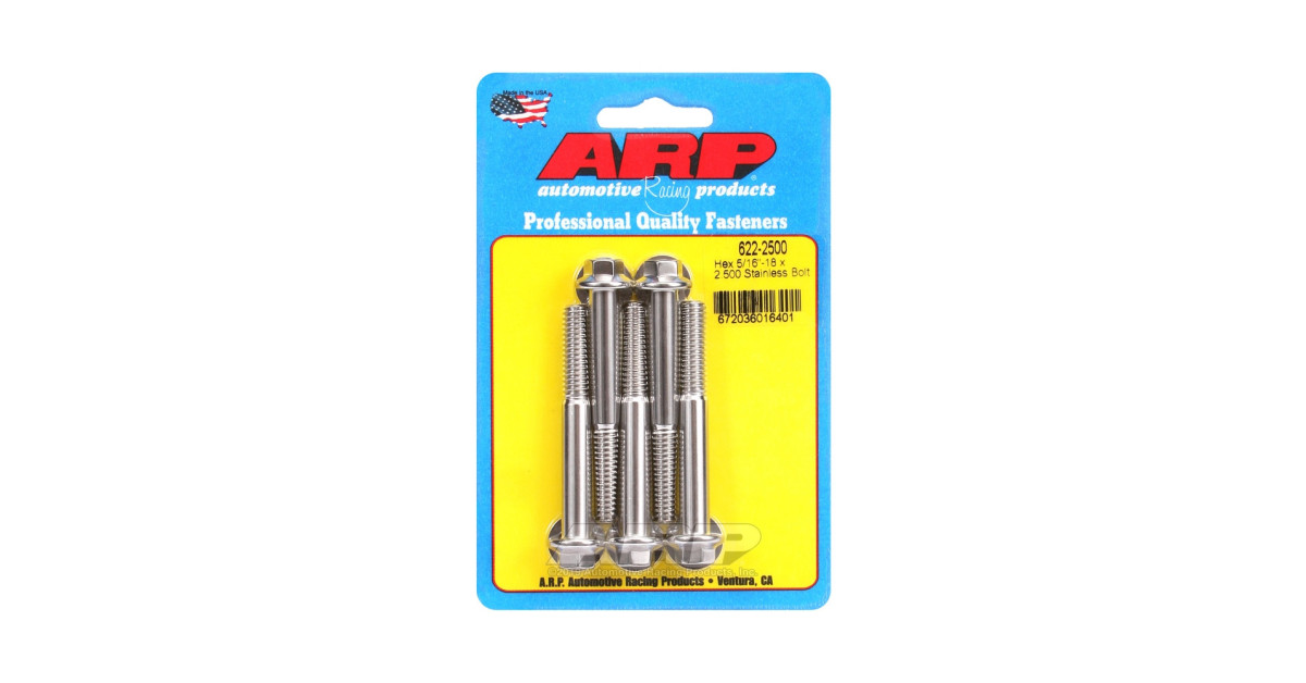 Parafusaria universal ARP 5/16-18 - Aço inoxidável, cabeça sextavada, 5 unidades