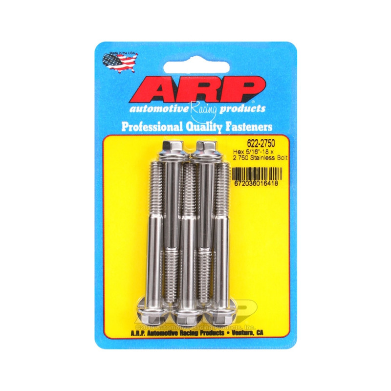 Parafusaria universal ARP 5/16-18 - Aço inoxidável, cabeça sextavada, 5 unidadesArray