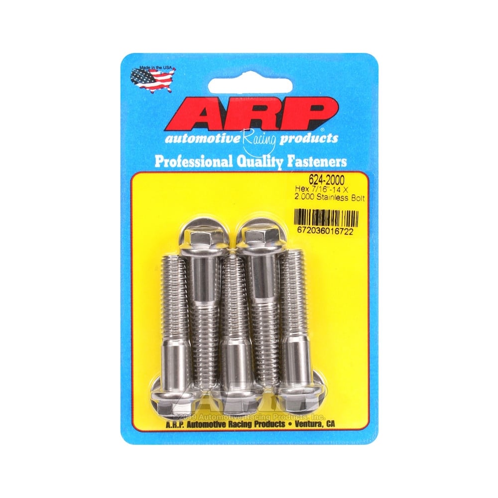 Parafusaria universal ARP 7/16-14 - Aço inoxidável, cabeça sextavada, 5 unidadesArray