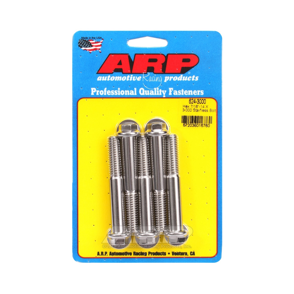 Parafusaria universal ARP 7/16-14 - Aço inoxidável, cabeça sextavada, 5 unidadesArray
