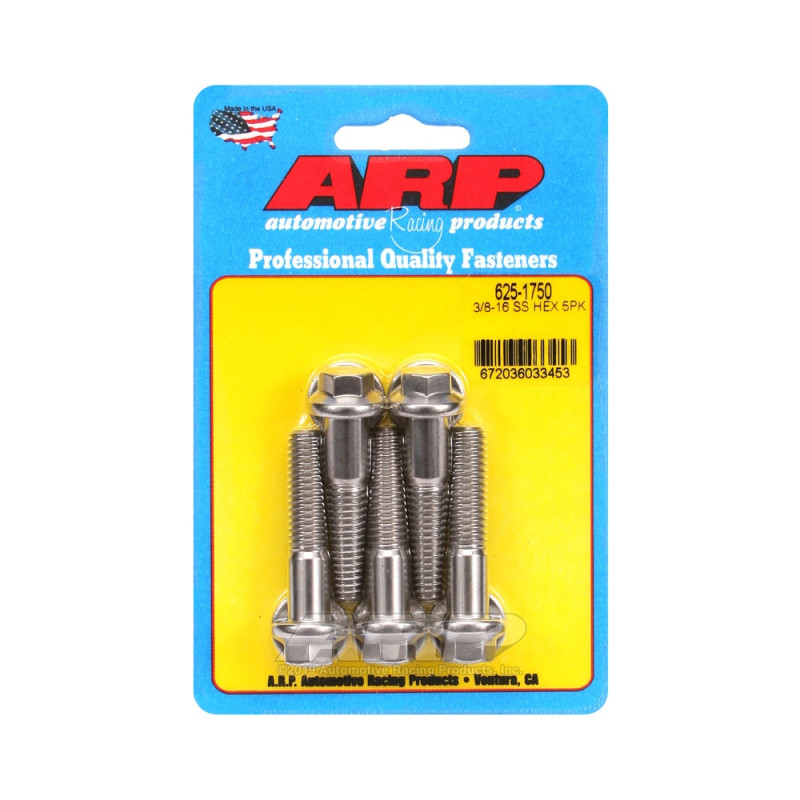 ARP Tornillo de cabeza universal STD 3/8-16 - Acero inoxidable hexagonal x5Array