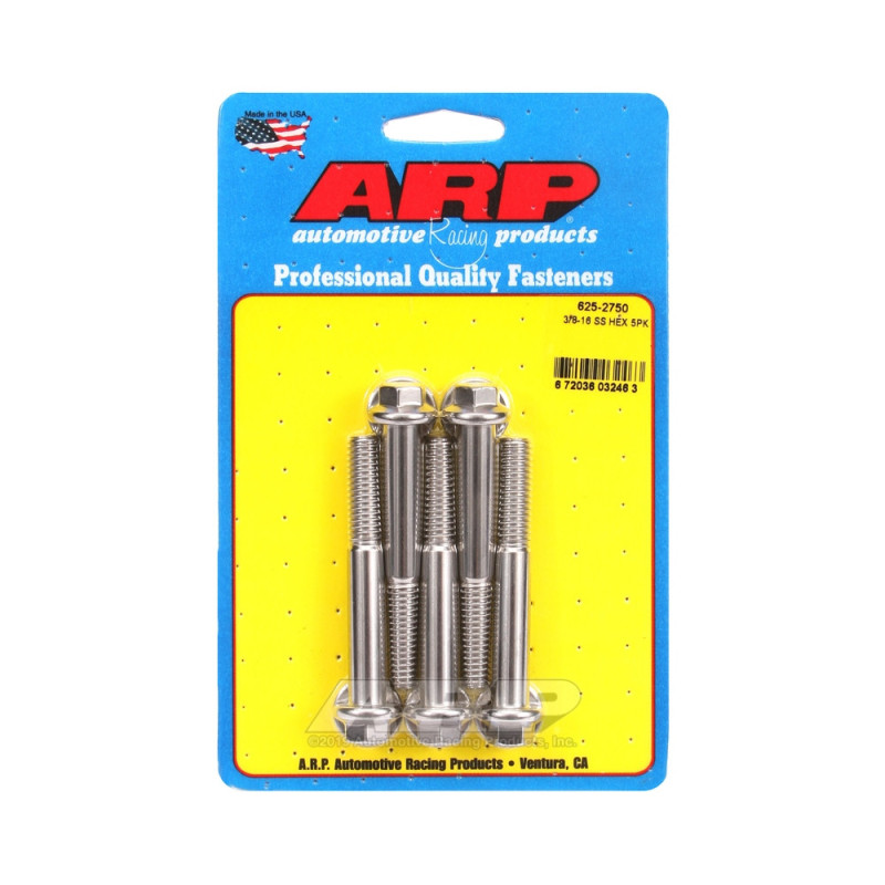 ARP Tornillo de cabeza universal STD 3/8-16 - Acero inoxidable hexagonal x5Array