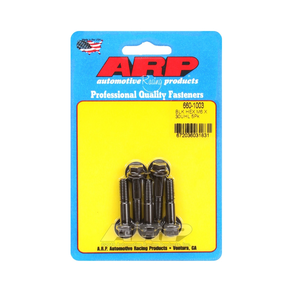Parafusaria universal ARP M6 x 1,00 - Hexagonais com acabamento em óxido preto x5Array