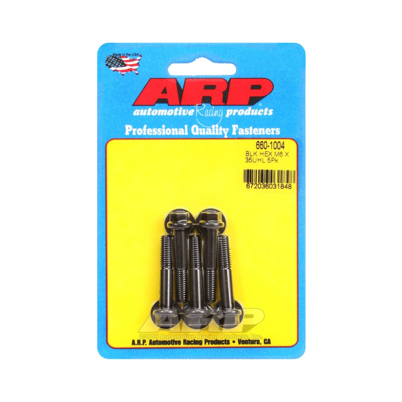 Parafusaria universal ARP M6 x 1,00 - Hexagonais com acabamento em óxido preto x5Array